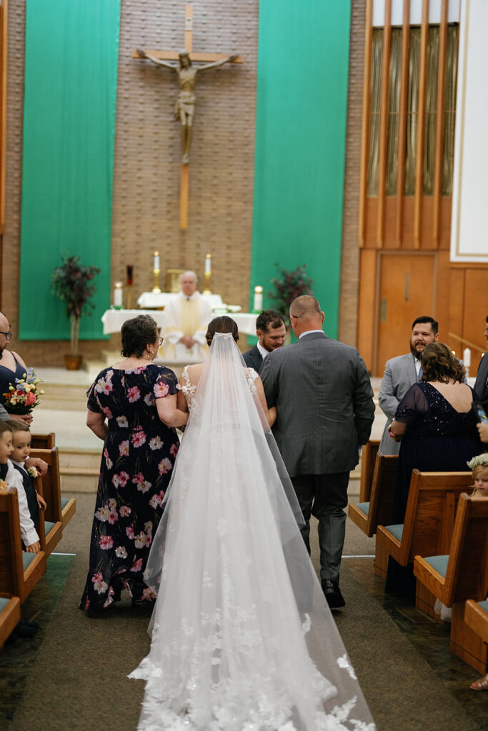 Bride walking down the aisle