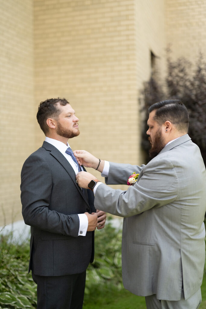 Groom getting ready