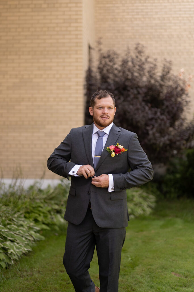 Outdoor grooms portraits from a Sky on Nine wedding in Chicago