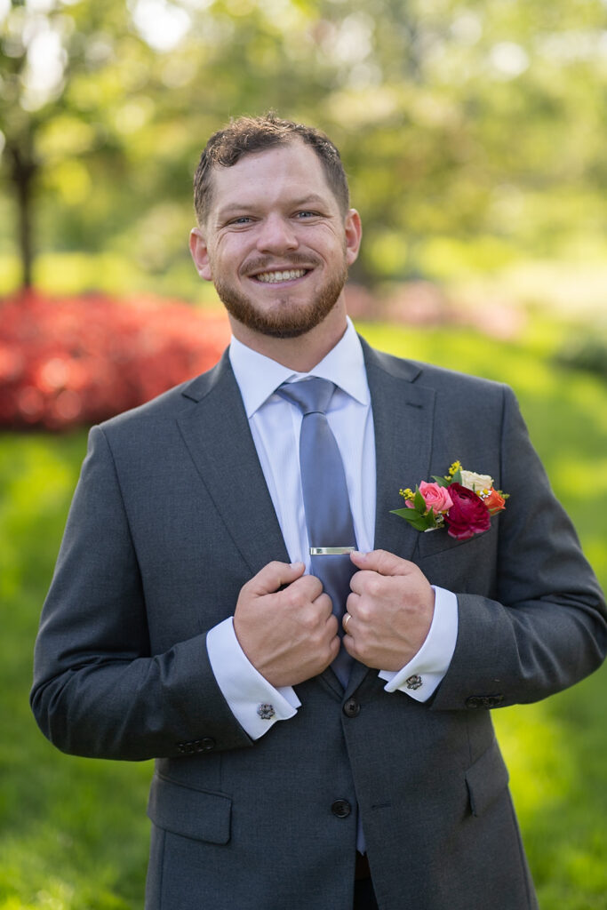 Outdoor grooms portraits from a Sky on Nine wedding in Chicago