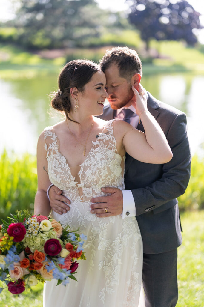 Bride and grooms outdoor Sky on Nine wedding portraits in Chicago, Illinois