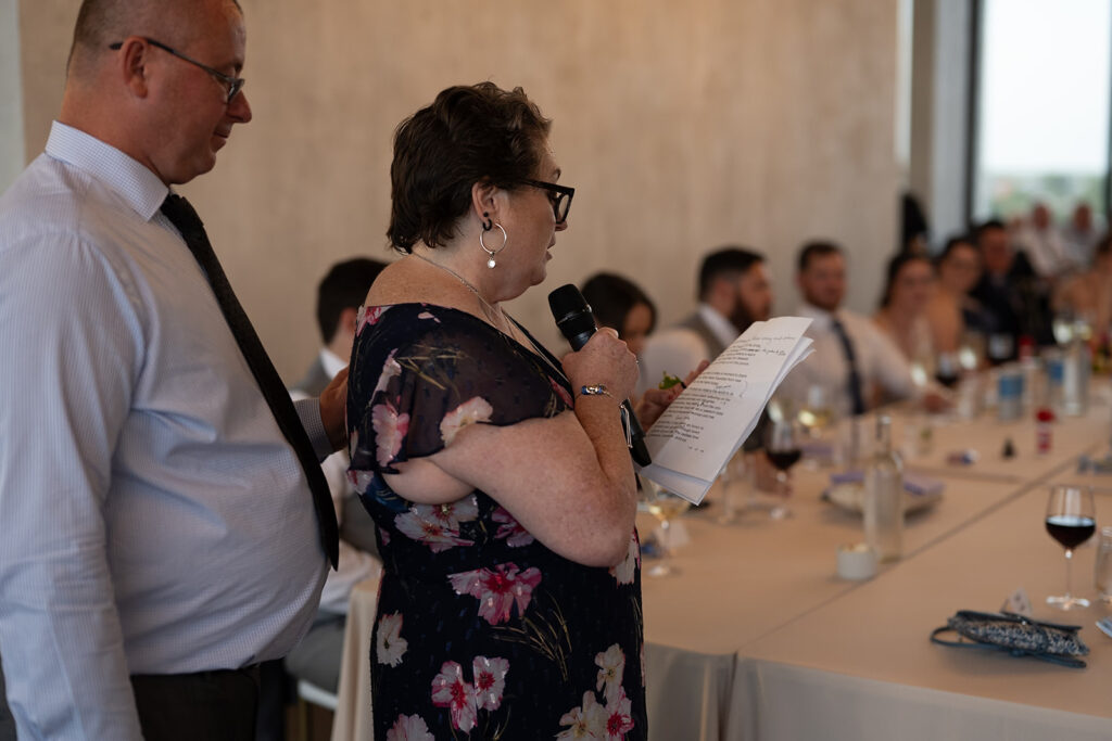 Brides mother giving a speech