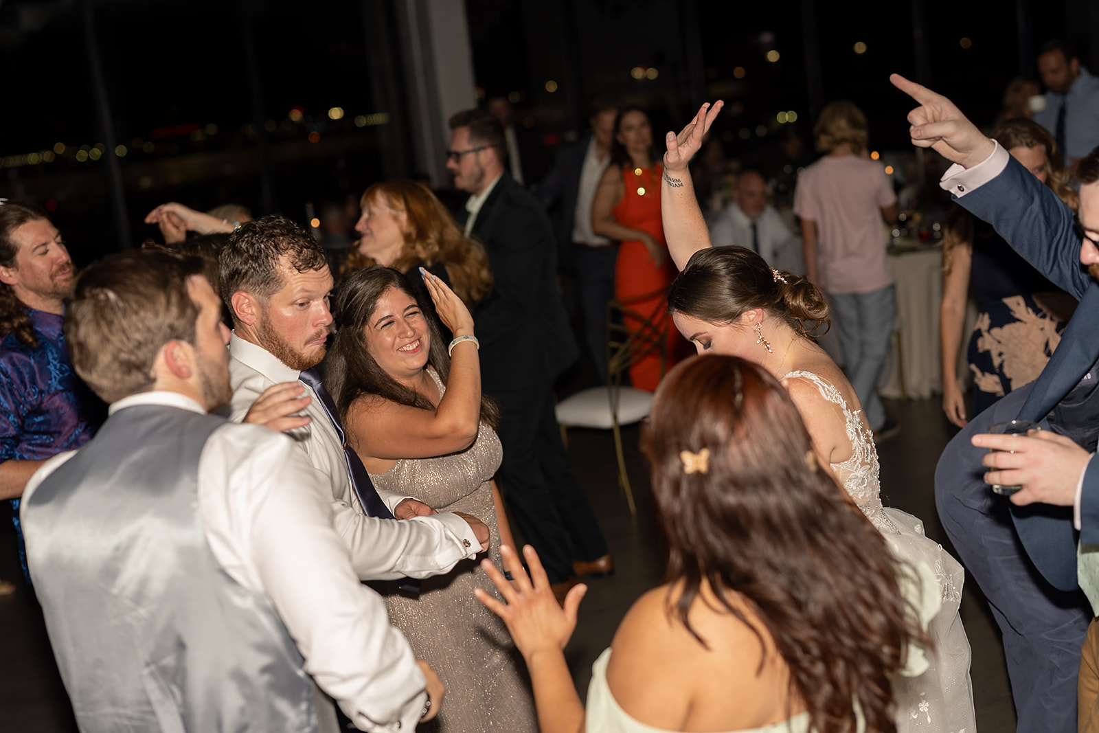 Bride and groom dancing during the reception