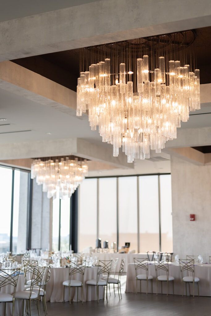 An indoor Sky on Nine wedding reception in Chicago, Illinois