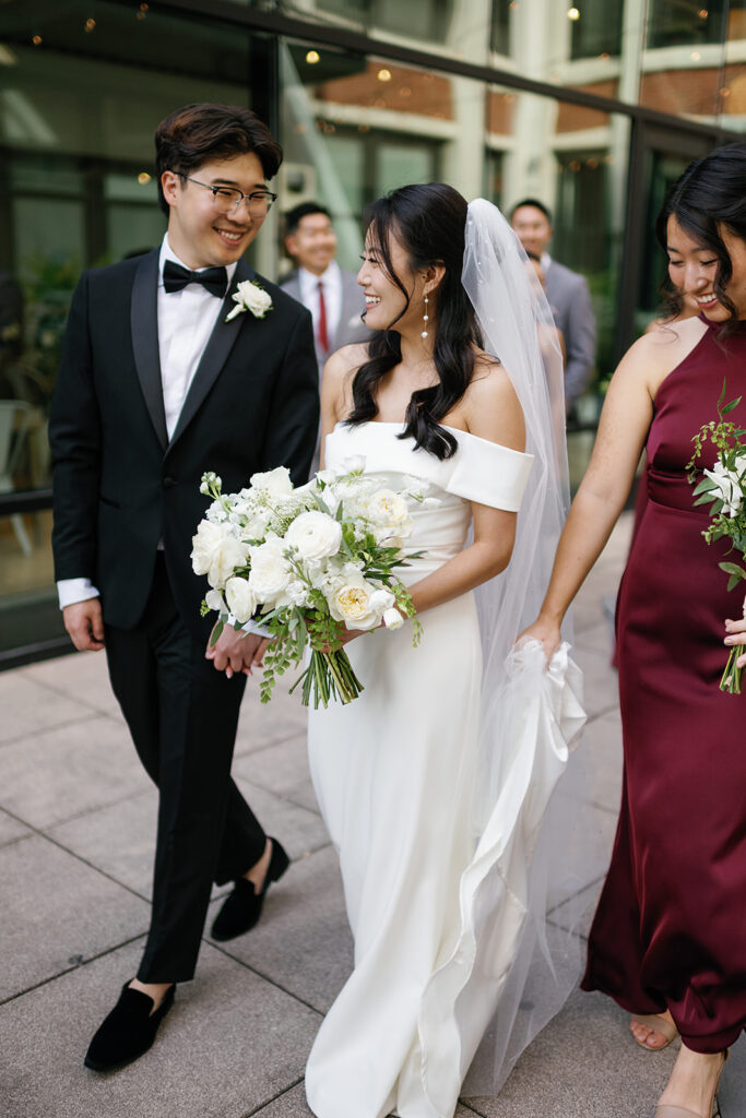 Outdoor wedding party portraits from a Greenhouse Loft Chicago wedding