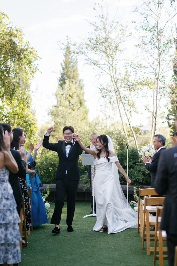 Bride and groom walked down the aisle as husband and wife after their Greenhouse Loft Chicago wedding ceremony