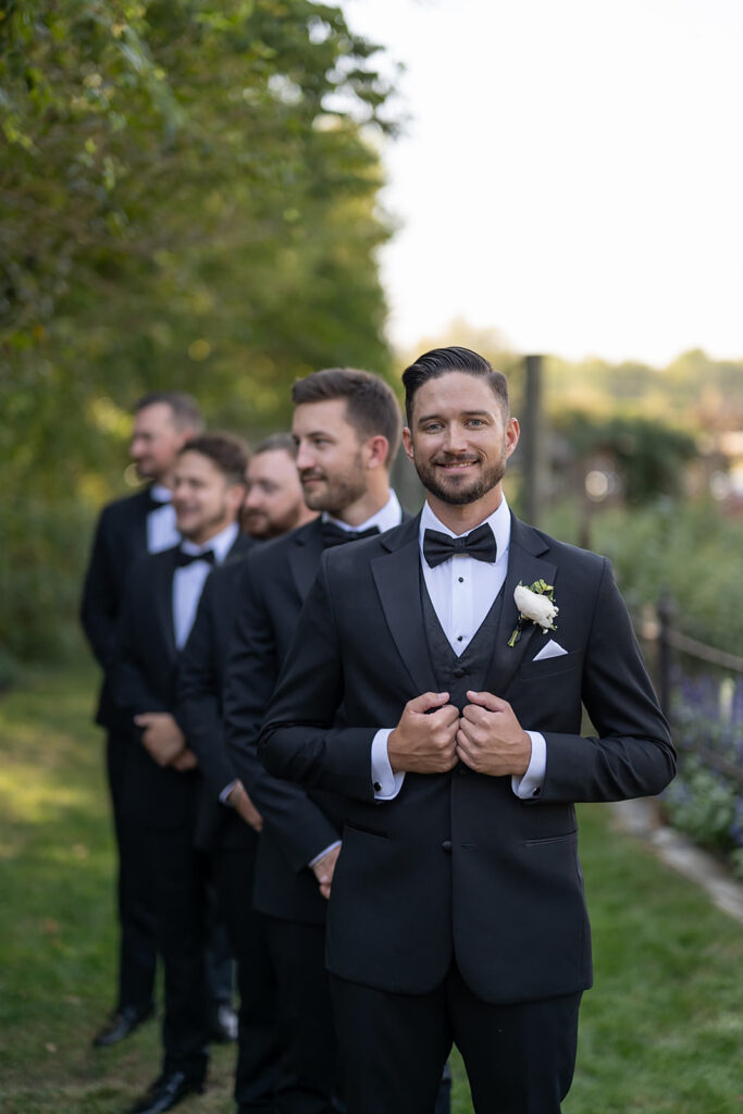 Groom and groomsmen portraits from an Artisan Acres Estate wedding