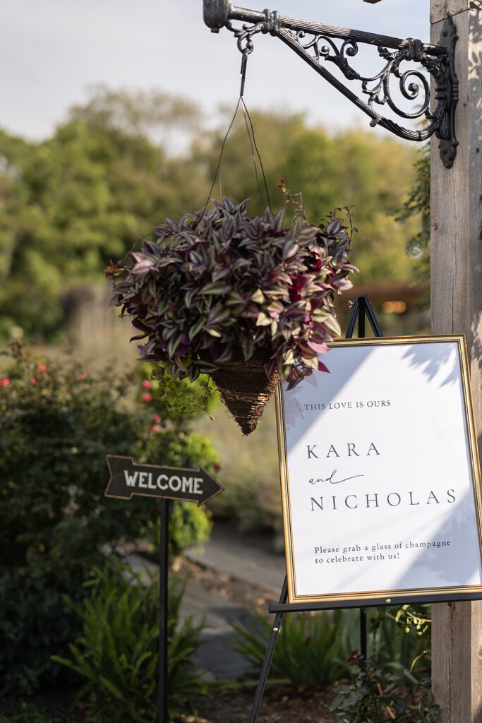 Welcome sign from an Artisan Acres Estate wedding in Indiana