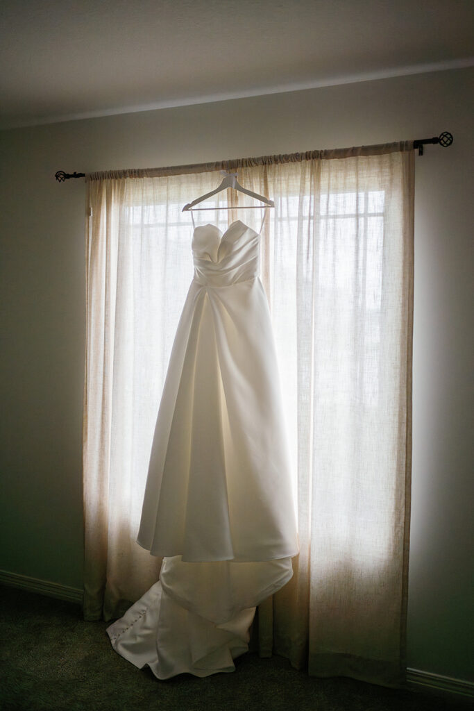 Wedding dress hanging