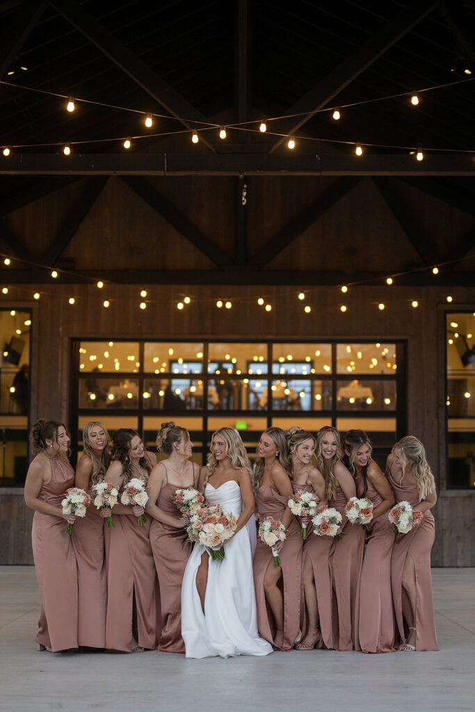 Outdoor bride and bridesmaids portraits at Union 12 wedding venue