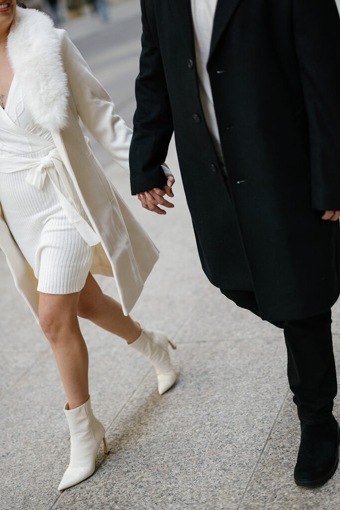 Couple walking in downtown Chicago