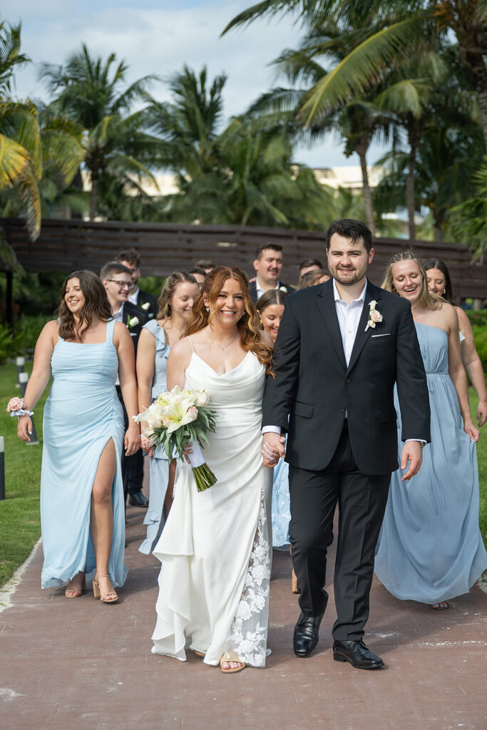 Outdoor wedding party photos from a Royalton Riviera Cancun wedding