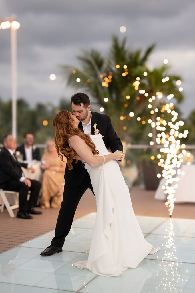 Bride and grooms first dance entrance during their Royalton Riviera Cancun wedding reception