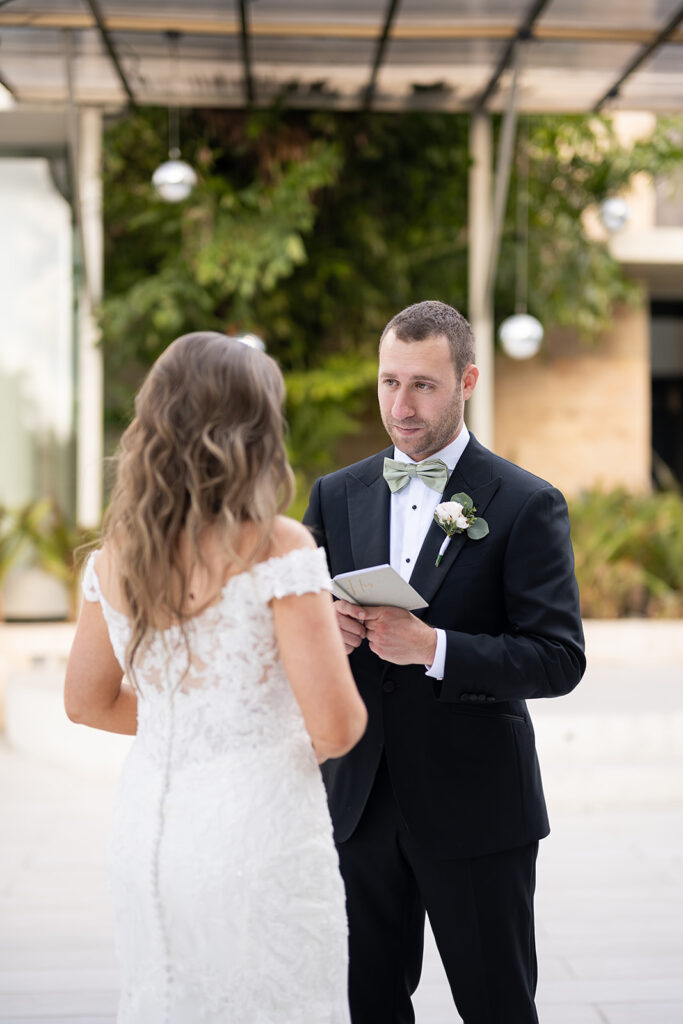 Bride and groom exchanging vows