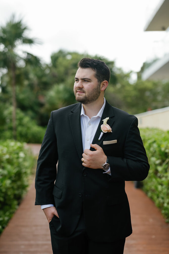 Outdoor grooms portraits from a destination Royalton Riviera Cancun Wedding