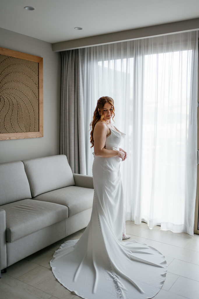 Indoor bridal portraits from a destination Royalton Riviera Cancun Wedding