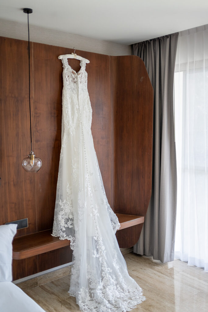 Wedding dress hanging