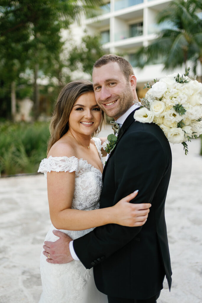 Bride and grooms portraits at TRS Coral Hotel Cancun