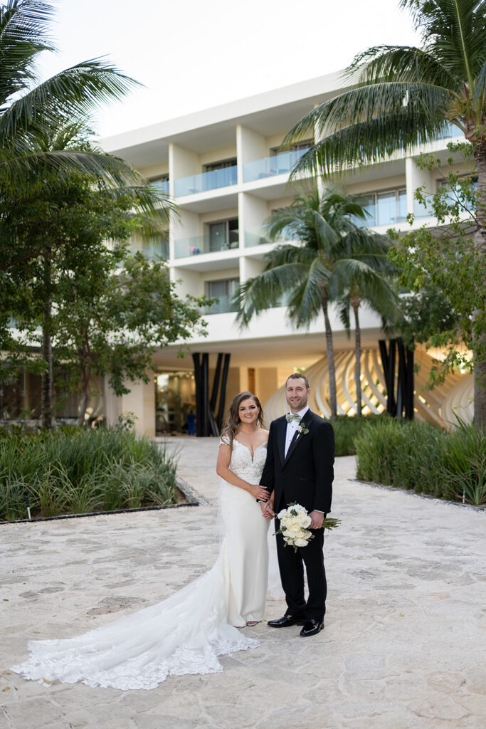 Bride and grooms portraits at TRS Coral Hotel Cancun