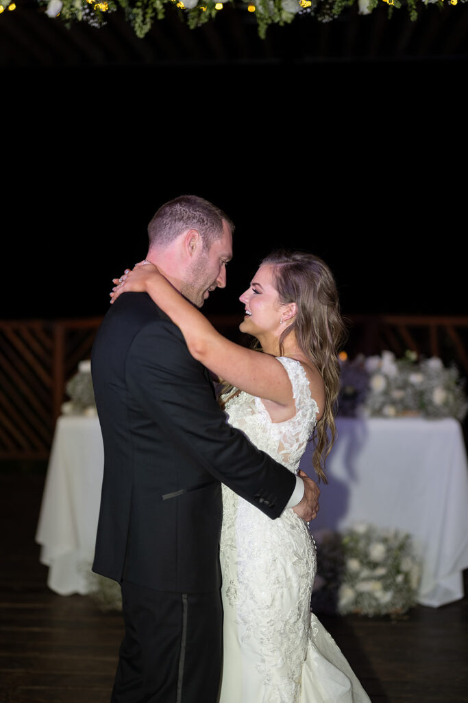 Bride and groom sharing their first dance from their Grand Palladium Costa Mujeres wedding reception