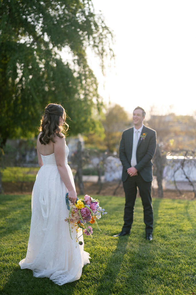 Golden hour wedding portraits at The Bunn House in Asheville, NC
