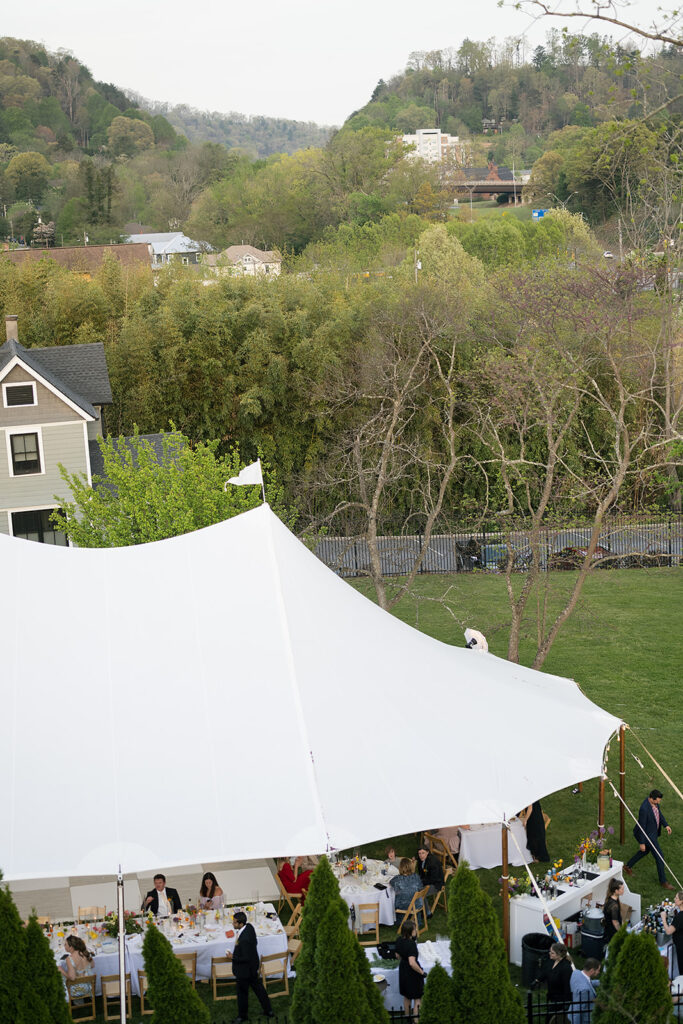 Tented wedding reception at The Bunn House