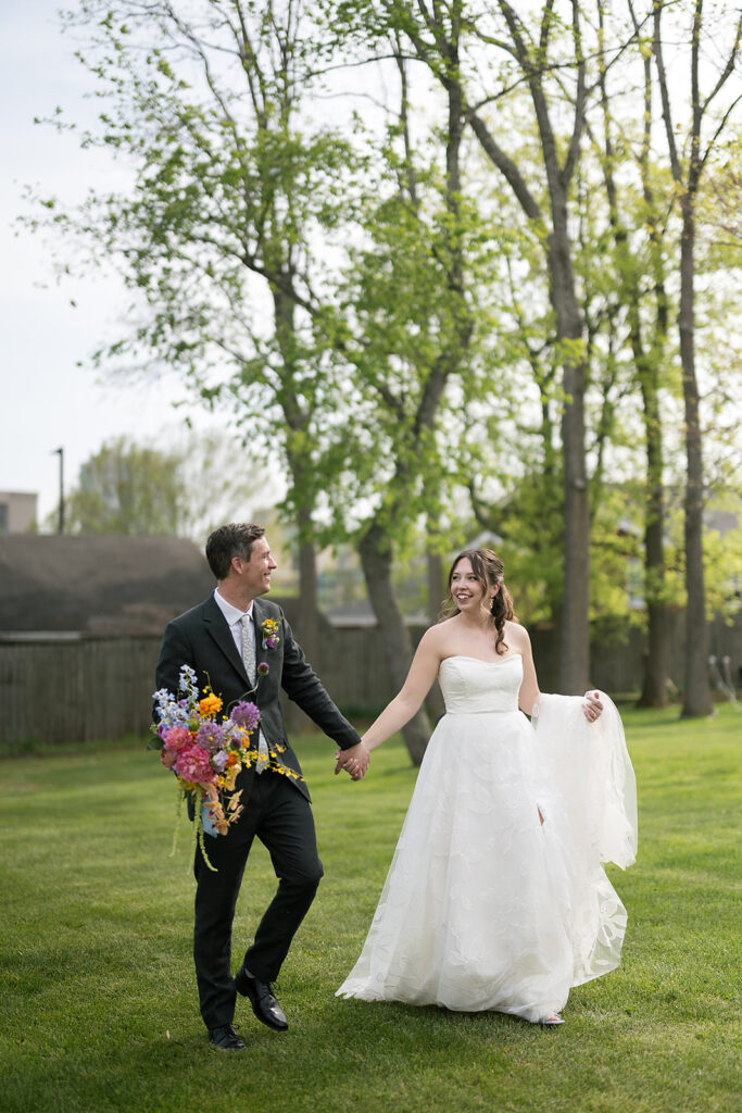 Outdoor bride and groom portraits from their Asheville micro wedding at The Bunn House
