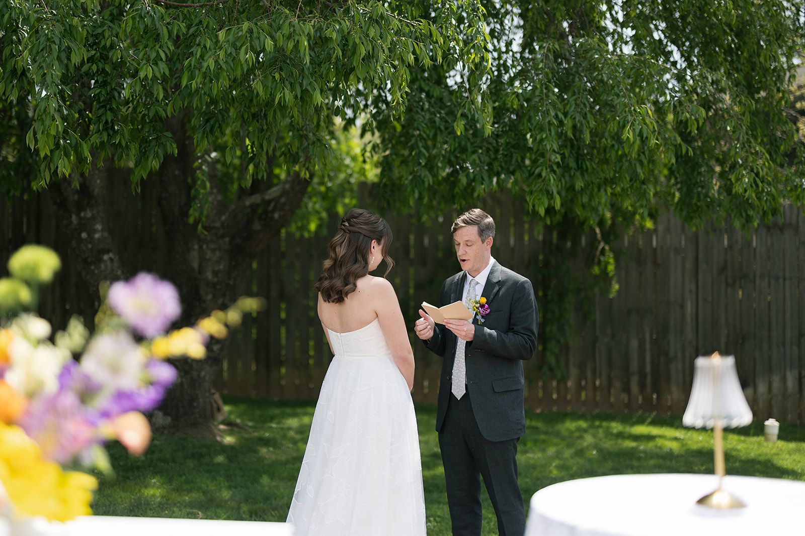 Bride and groom sharing private vows at The Bunn House in Asheville, North Carolina