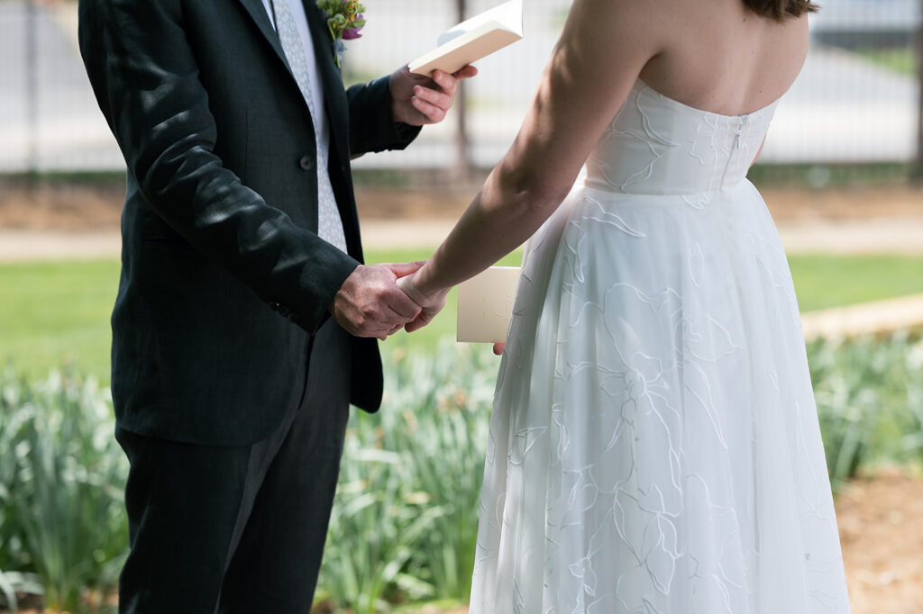 Bride and groom sharing private vows at The Bunn House in Asheville, North Carolina