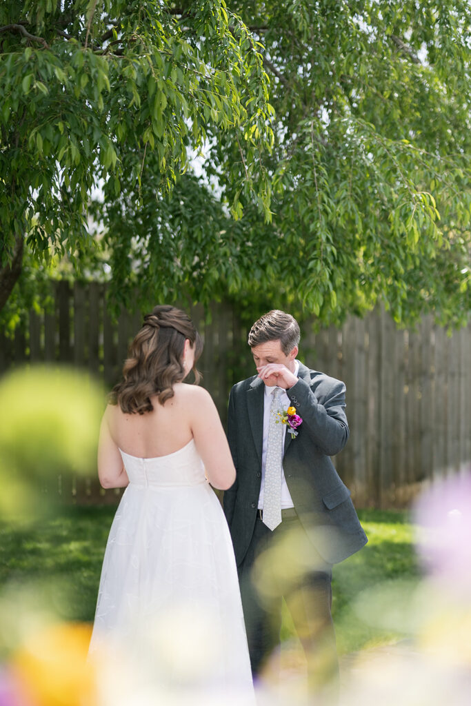 Bride and groom sharing private vows at The Bunn House in Asheville, North Carolina