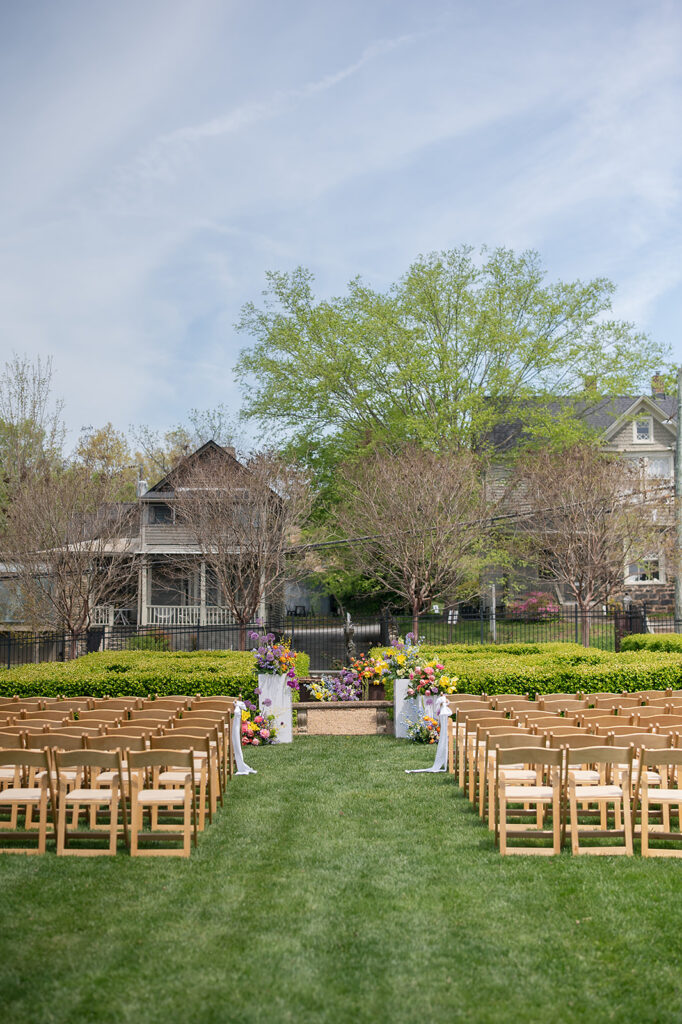 An intimate outdoor Asheville micro wedding ceremony at The Bunn House