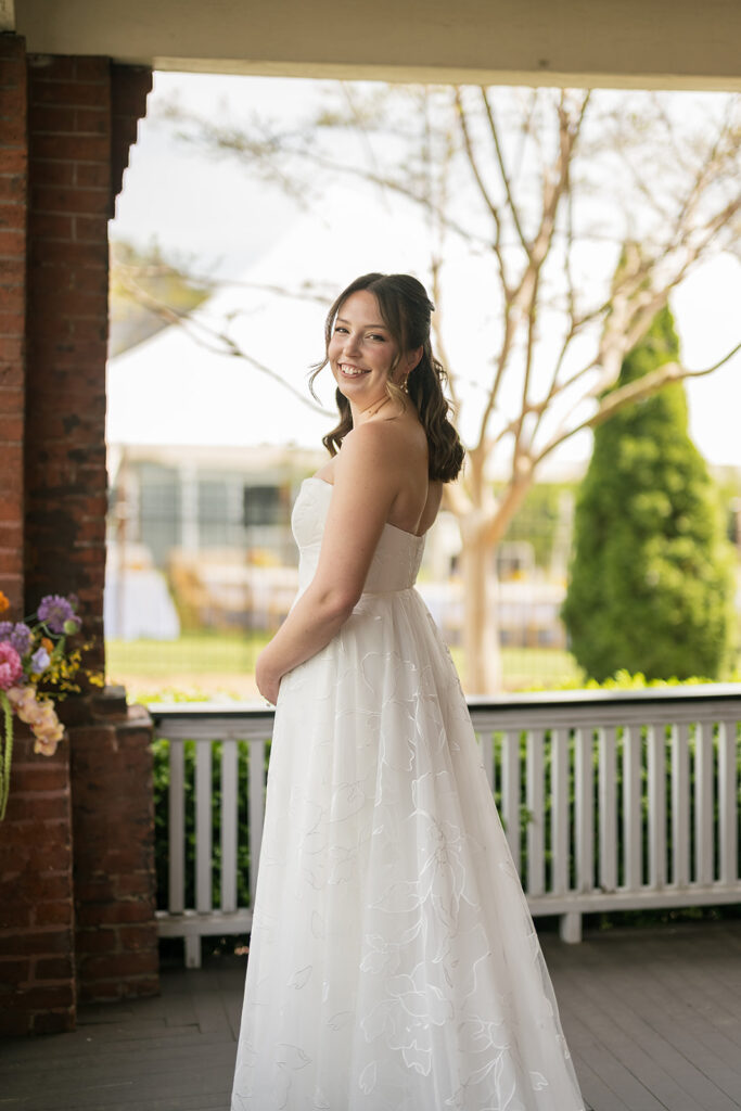 Outdoor bridal portraits from a spring Asheville micro wedding at The Bunn House