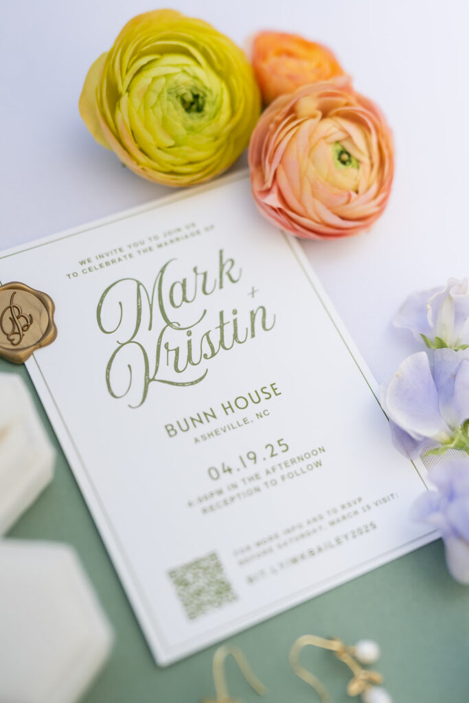 Colorful spring wedding details from an Asheville wedding at The Bunn House