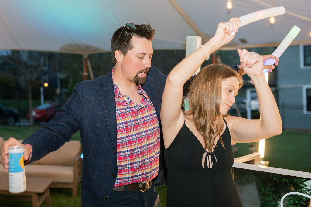 Wedding guests dancing