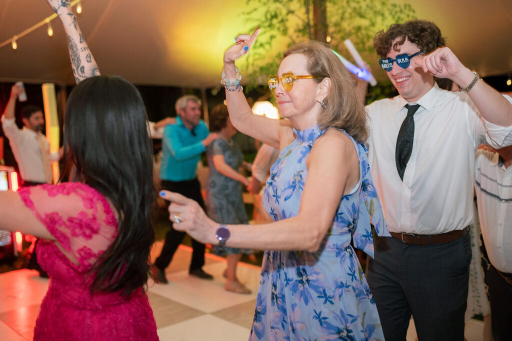 Wedding guests dancing and having a good time