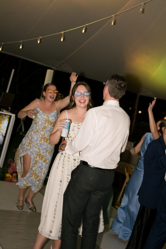 Bride and groom dancing during the reception