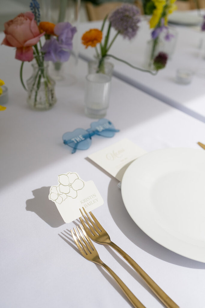Spring wedding reception tablescape