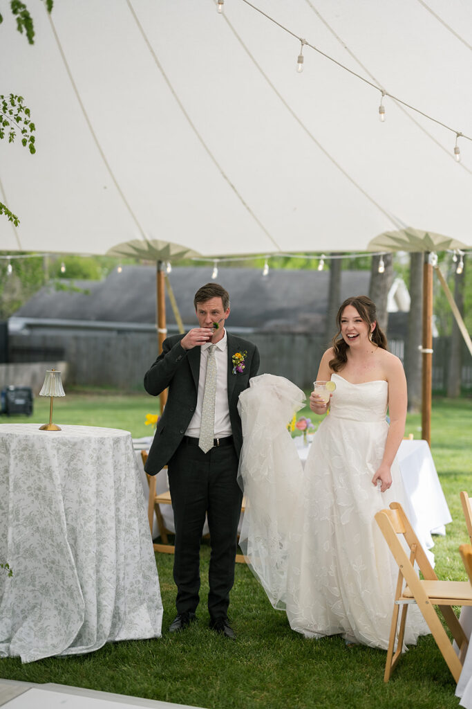 Bride and grooms wedding reception reveal