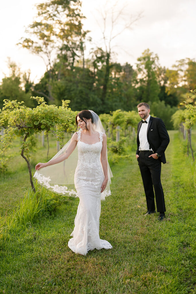 Editorial wedding portraits at Daniel's Vineyard in Indiana