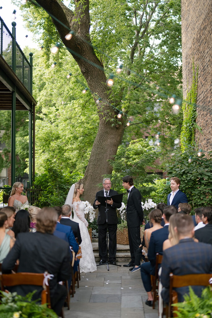 Outdoor Chicago Firehouse micro wedding ceremony